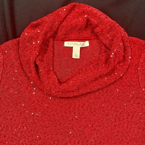 Emaline Petite Sparkly Red Cowlneck Sweater NWT - Picture 7 of 12